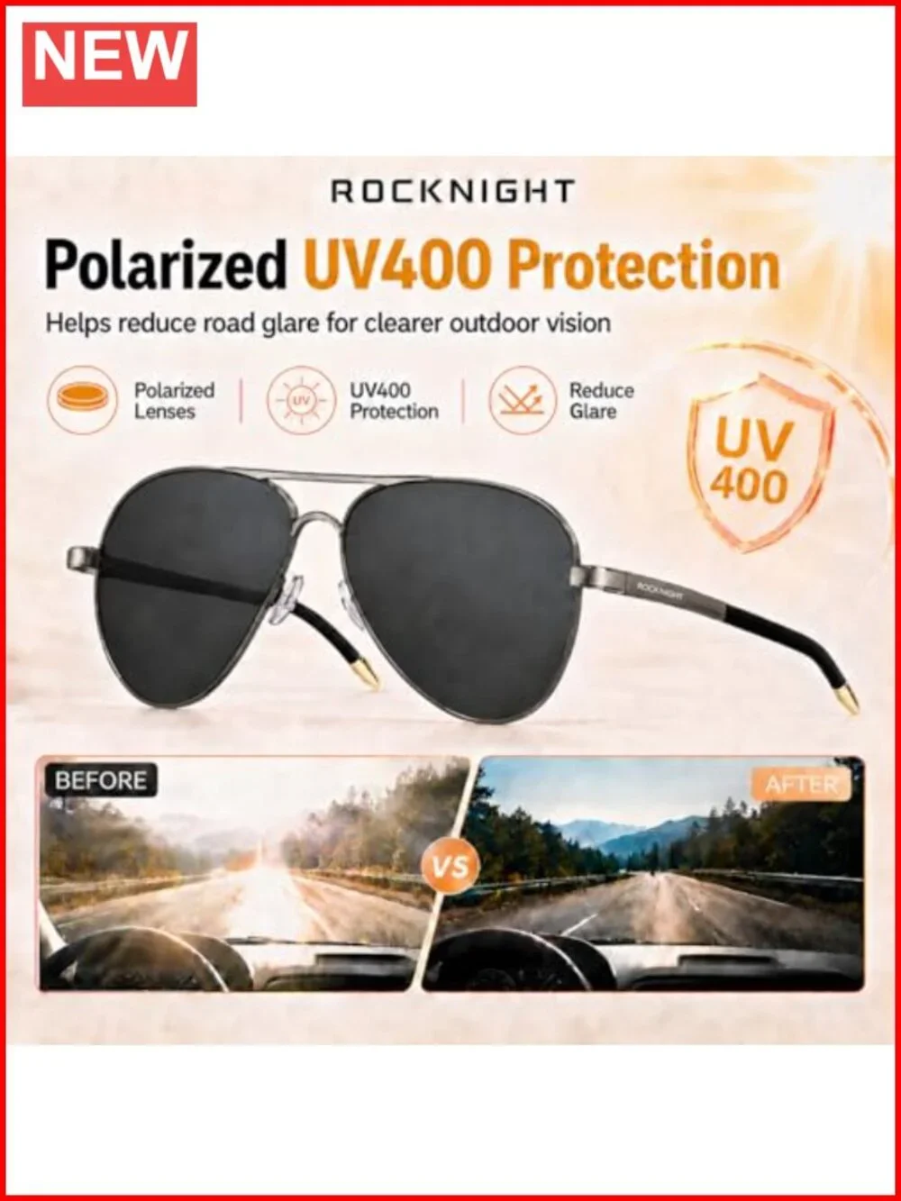 Polarized Aviator Sunglasses UV400 Metal Frame Flat Top Driving Outdoor